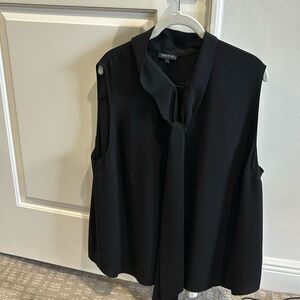 Lafayette 148 black sleeveless front tie blouse
